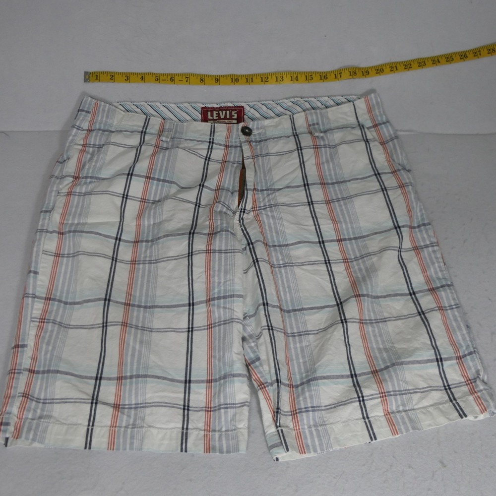 Levi's Men's Carrier Cargo Shorts 38 White Blue Orange Preppy Casual Summer 706L
